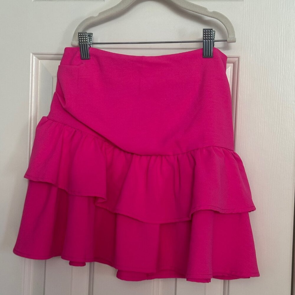 Glam Womens Hot Pink Ruffle Mini Skirt Size S Small